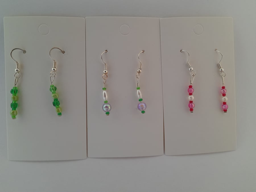 Set of 3 Handmade earrings for pierced ears