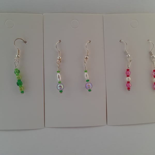 Set of 3 Handmade earrings for pierced ears