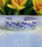 Blue iris flowers cuff bracelet, floral bangle. Personalised gifts. (727b)