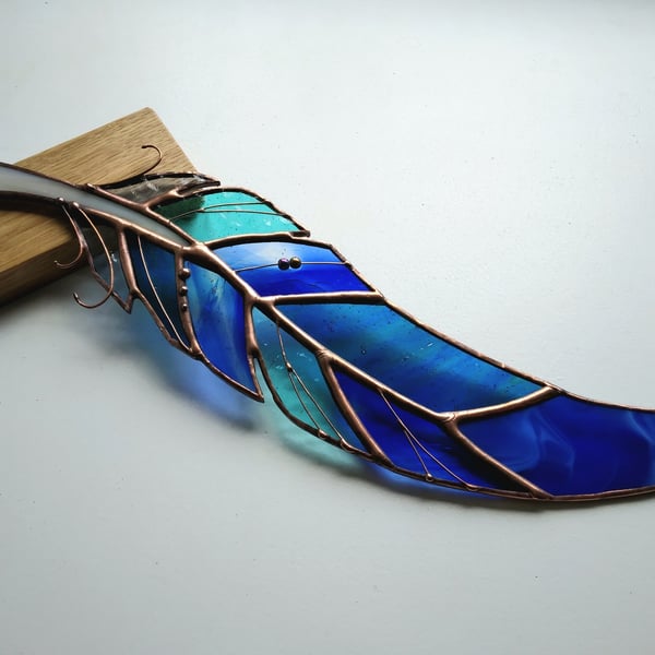 Stained Glass Bennu Feather - handmade in Hampshire