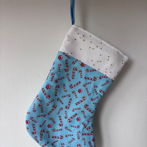 Summer Seconds - Christmas stocking - blue with candy cane