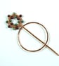 Copper Shawl Pin - Festive Wreath with Garnet & Agate - Image 7