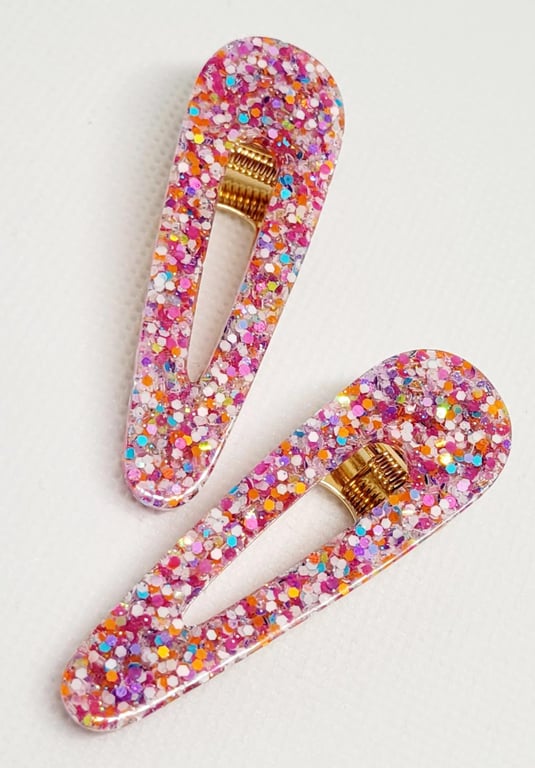 Pink Confetti Mix Hair Clips Hair Accessories Festival Sparkly Waterdrop Summer