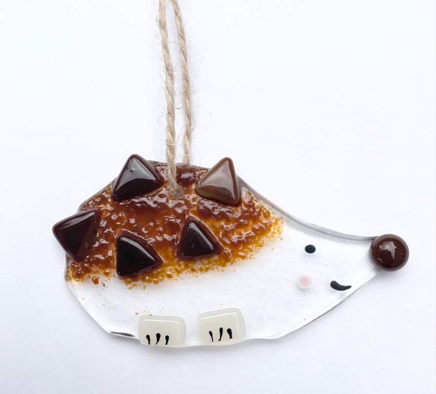 Fused Glass Hedgehog Window Hanging Suncatcher Handmade Gift 