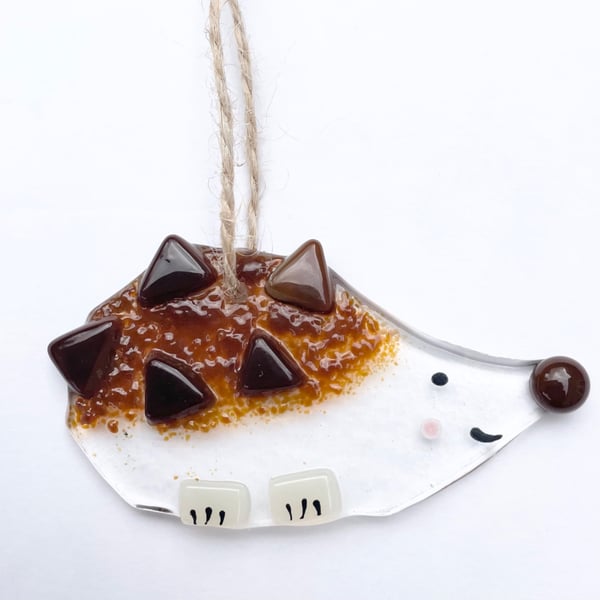 Fused Glass Hedgehog Window Hanging Suncatcher Handmade Gift 