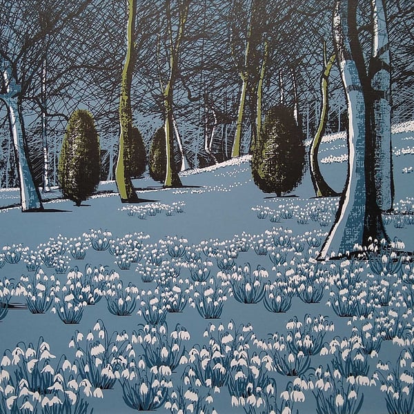 'Snowdrop Gardens' original hand-pulled screen print