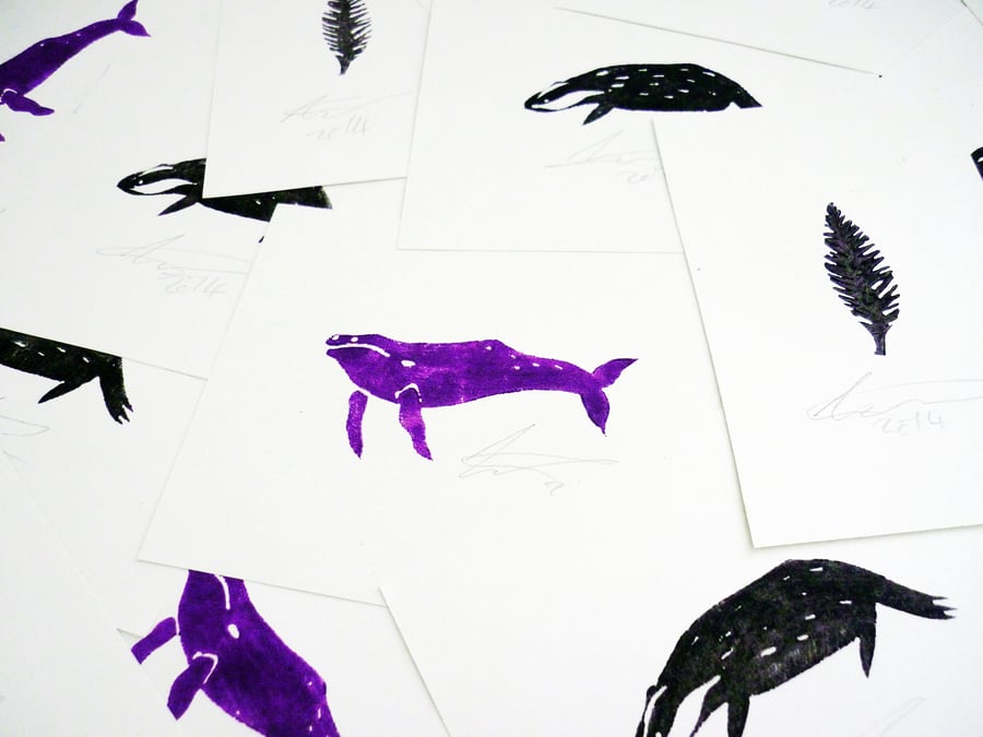 Free Postage - Mini Print Pack - Badger, Whale and Feather