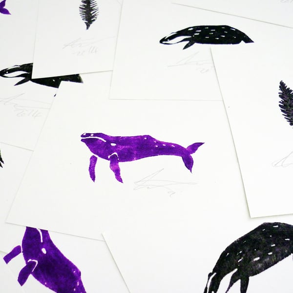 Free Postage - Mini Print Pack - Badger, Whale and Feather