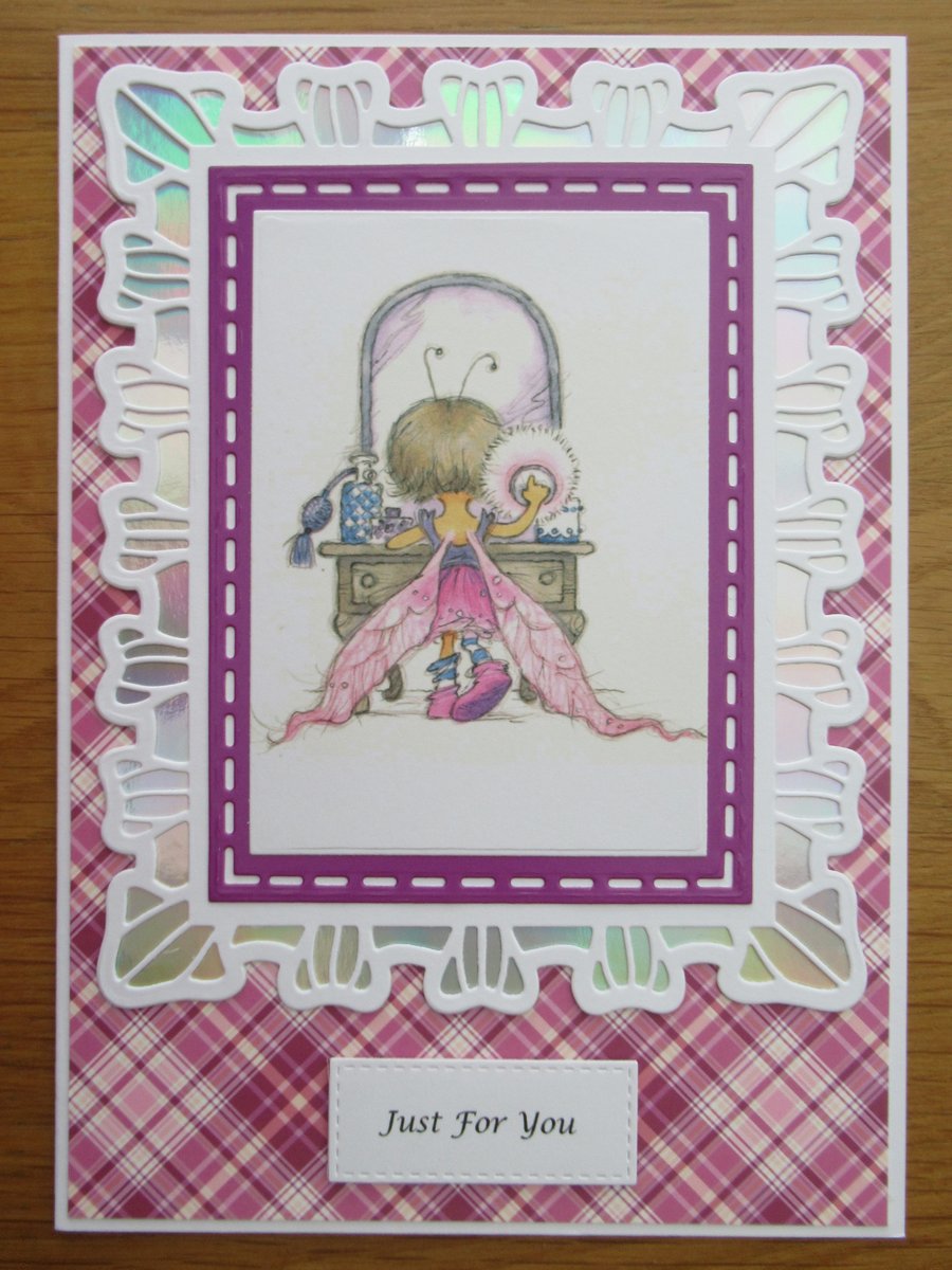 Fairy at the Dressing Table - A5 Card - Just For You