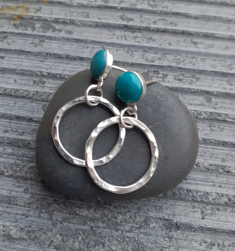 Recycled Sterling Silver Handmade Natural Turquoise Earrings
