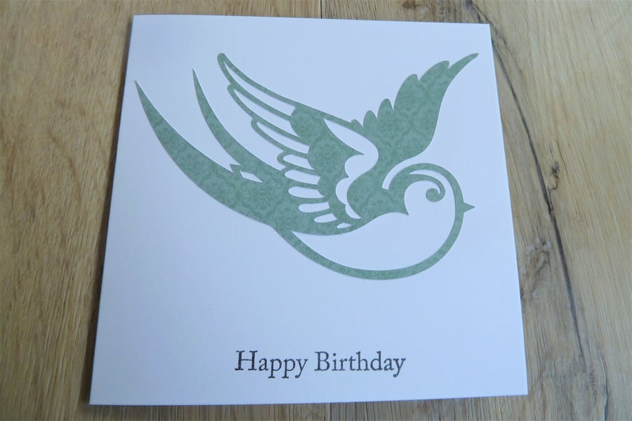 swallow happy birthday card