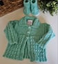 Designer Hand Knitted Cardigan & Booties Set  with Merino Wool 0-3 months size - Image 1