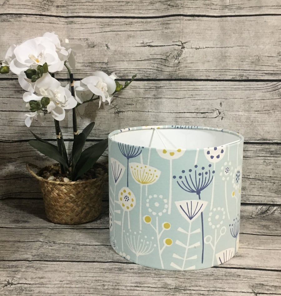 Bergen Flowers Seafoam fabric 30cm Drum Lampshade