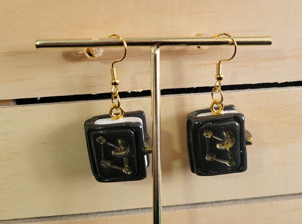 Polymer Clay Halloween Spell Book Earrings, 316 Surgical Stainless Steel