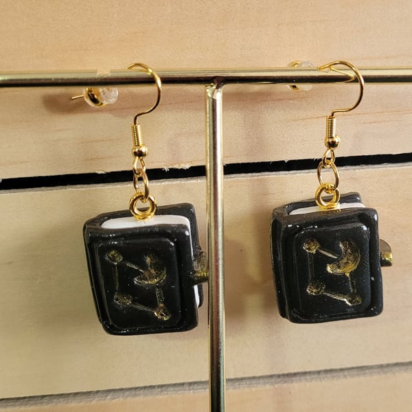 Polymer Clay Halloween Spell Book Earrings, 316 Surgical Stainless Steel
