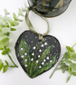 Lily of the valley hand-painted Christmas slate heart ornament  - Image 3
