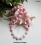 Designer Natural Rose Quartz, Quartzite, Freshwater Baroque Pearls Necklace. - Image 7