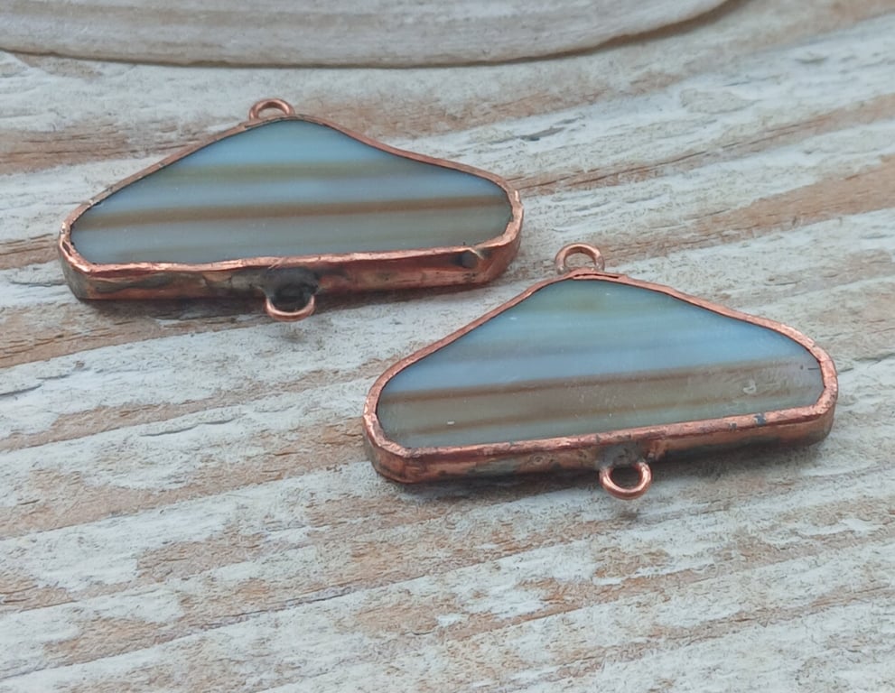 Stained Glass Cloud Pair of Charm Connectors