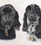A3 Custom pet portrait for two pets made with coloured pencil - Image 1