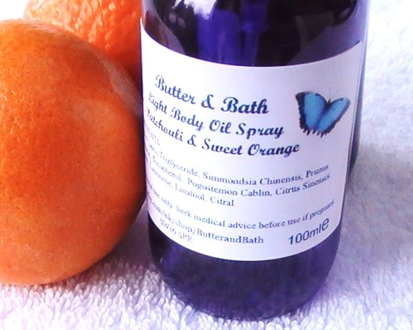 Patchouli and Orange Body Oil Spray with Essential Oils 100ml 3.5floz