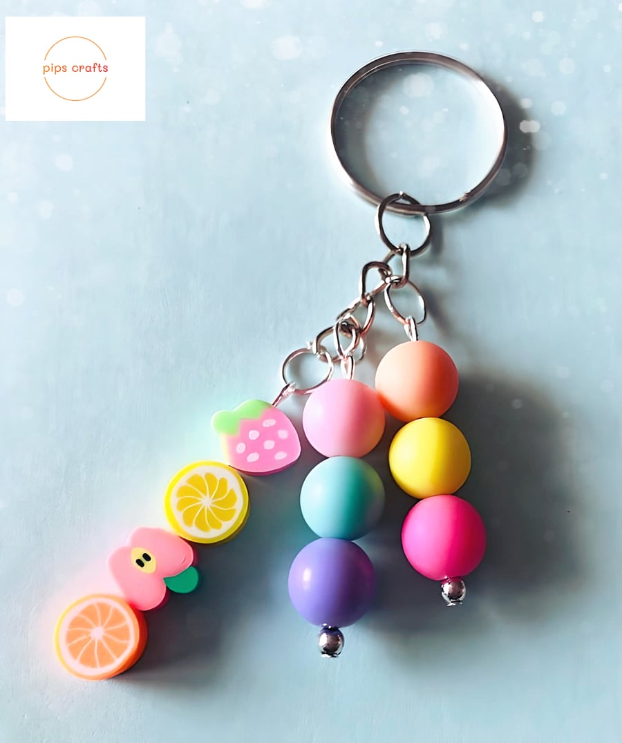Fun Colourful Tutti Frutti Keyring - Keychain, Gift, Secret Santa