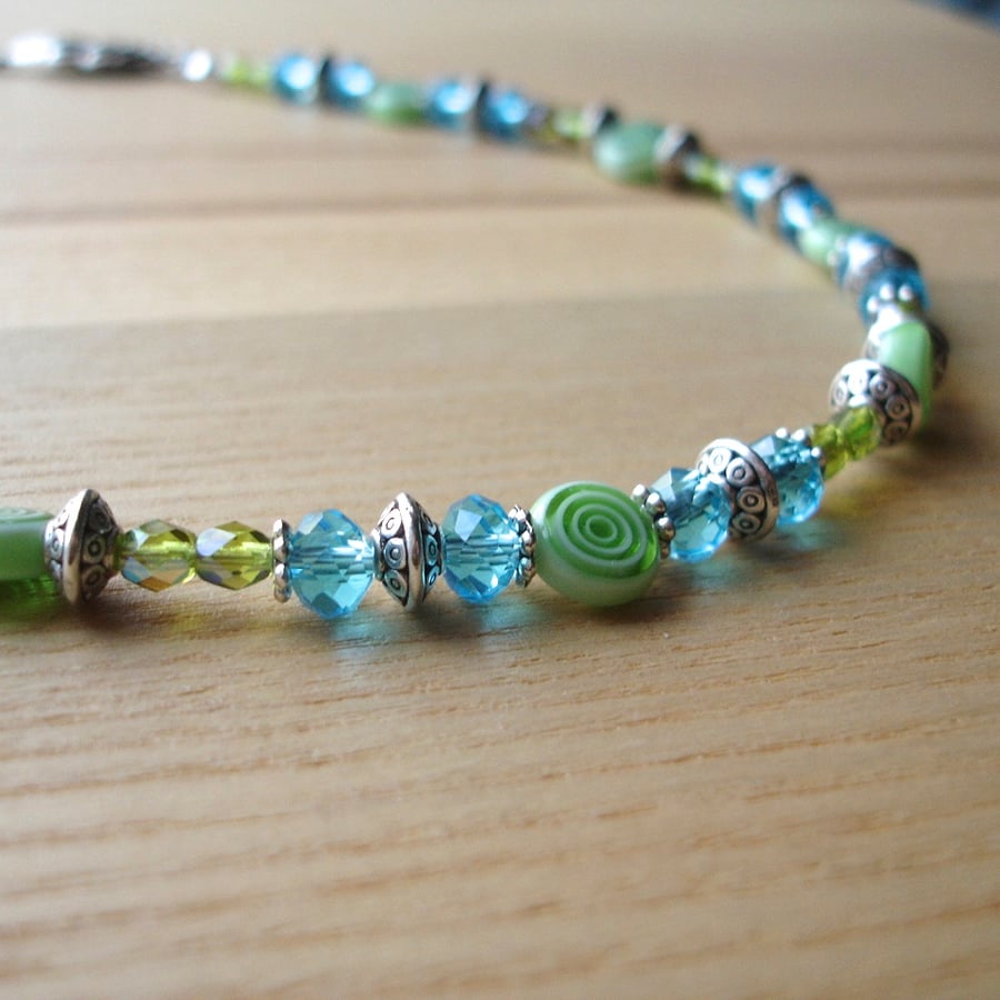 Spring Greens Bead Necklace