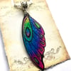 Blue Purple Pink Green and Yellow Fairy Wing Necklace