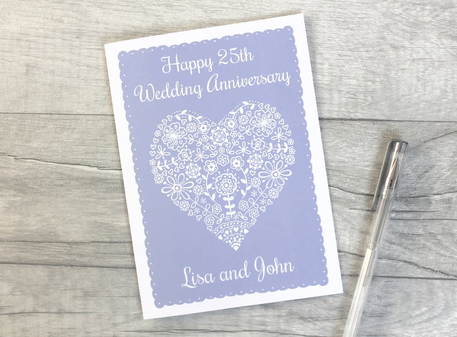 Personalised Heart Wedding Anniversary Card.