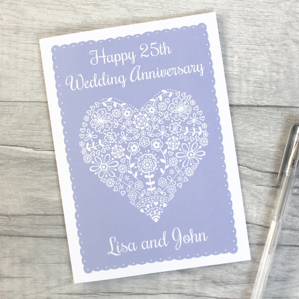 Personalised Heart Wedding Anniversary Card.