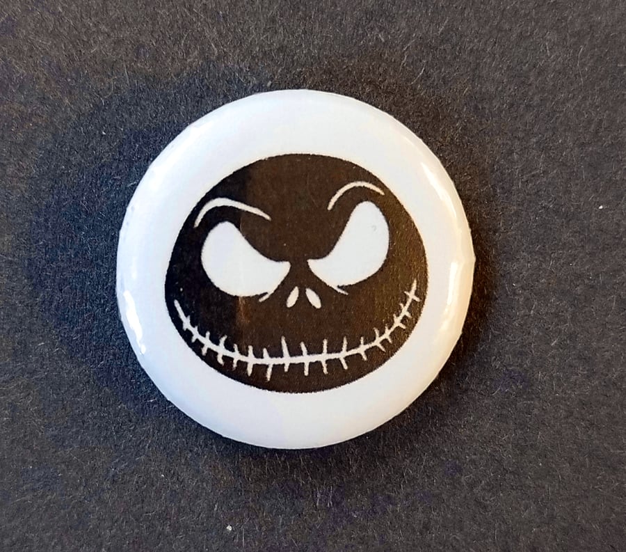 Halloween Jack - Black 25mm Button Badge - Free Postage!