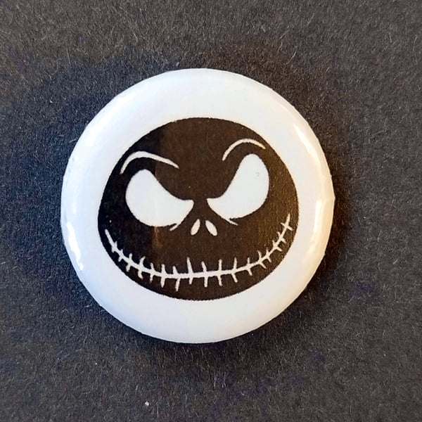 Halloween Jack - Black 25mm Button Badge - Free Postage!