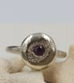 Sterling Silver Ruby Ring – Molten Texture – July Birthstone - Size O - Image 8