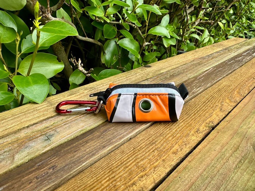 Repurposed Dog Poo Bag Holder Made From Pool Toy - Orange Clownfish