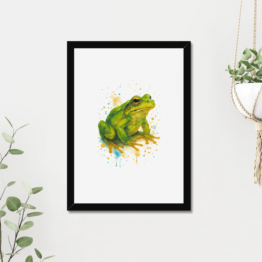 Green Frog Watercolour Print - A5 to A3 Giclee Print (Unframed)