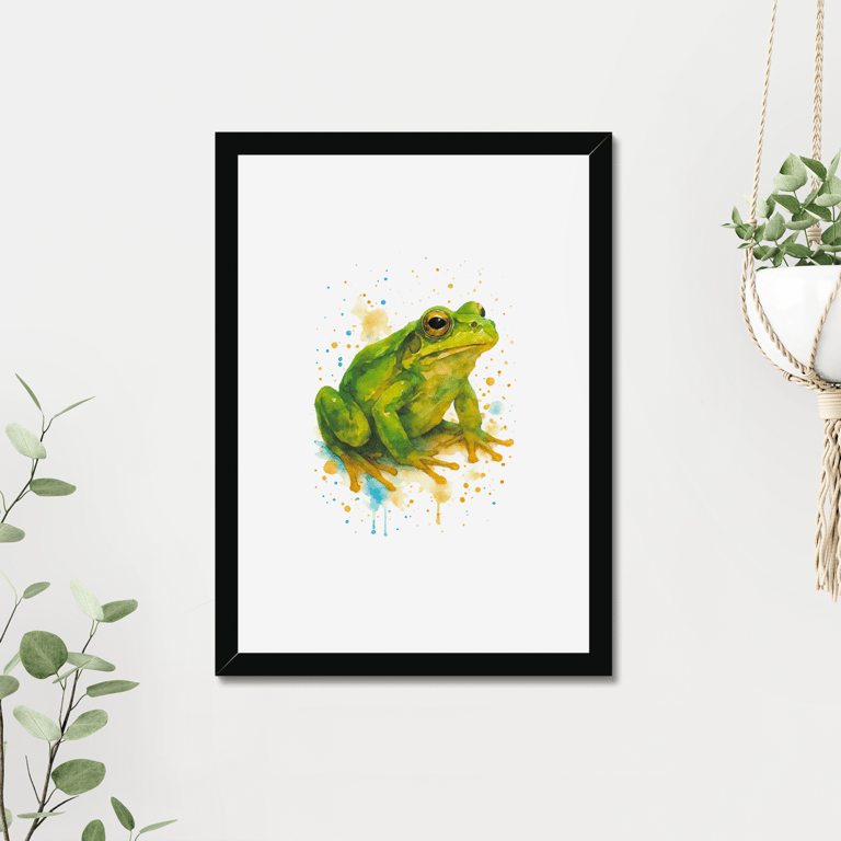 Green Frog Watercolour Print - A5 to A3 Giclee Print (Unframed)