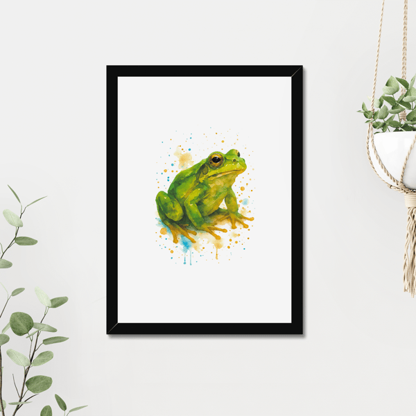 Green Frog Watercolour Print - A5 to A3 Giclee Print (Unframed)