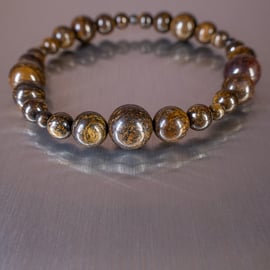 Bracelet Bronzite chunky stretchy handmade gem bracelet 