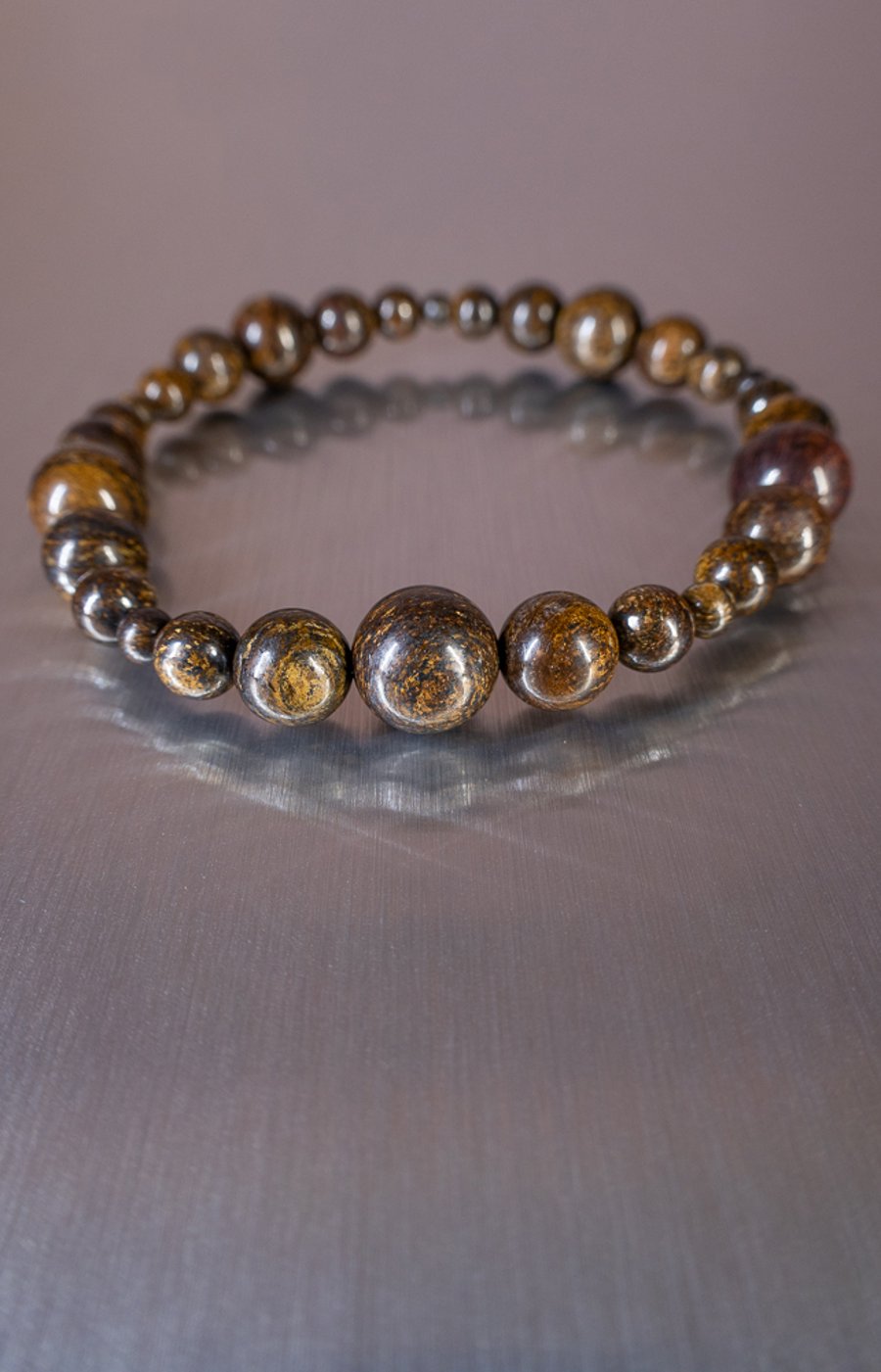 Bracelet Bronzite chunky stretchy handmade gem bracelet 