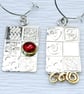 Handmade opal earrings, sterling silver, red opal, asymmetric, gemstone choice - Image 5