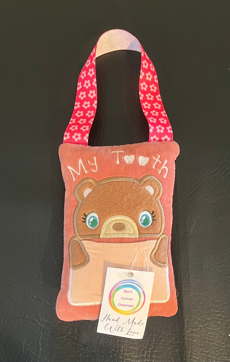 Embroidered Tooth fairy Pillow, Bear