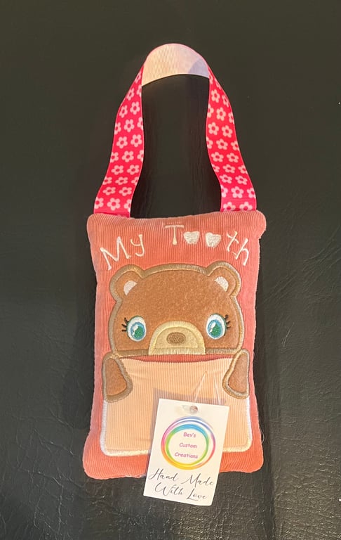 Embroidered Tooth fairy Pillow, Bear