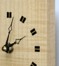 Wooden Pendulum Wall Clock in ripple sycamore & inlaid ebony Squares - Image 4