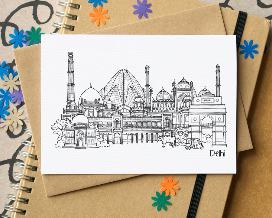 Delhi Skyline Greetings Card