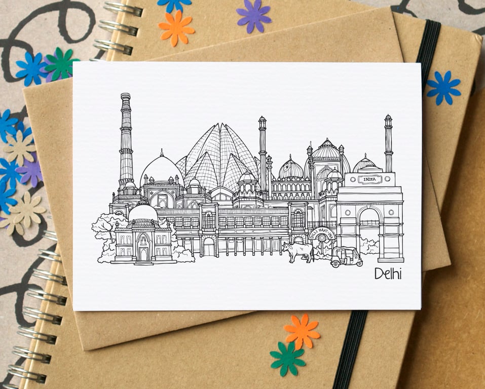Delhi Skyline Greetings Card