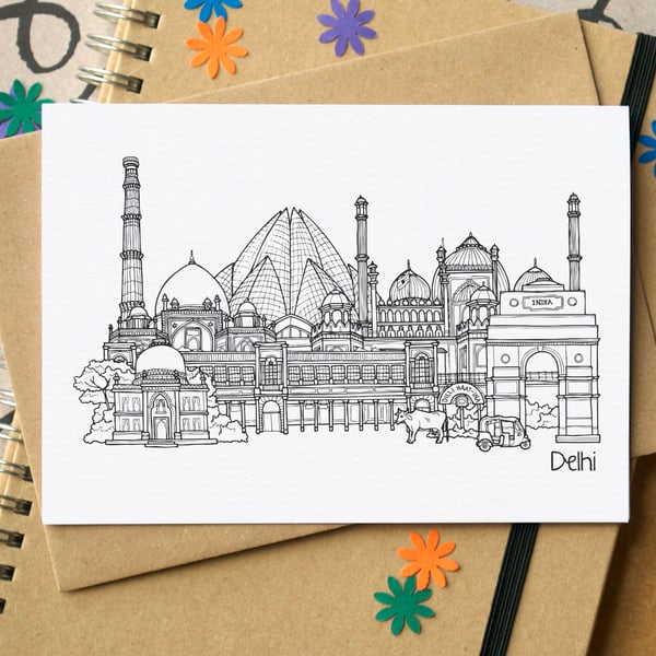 Delhi Skyline Greetings Card