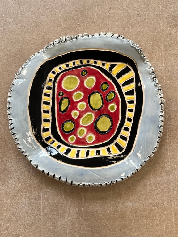 Frilly and Bright Handmade Ceramic Wall Plaque