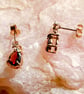 Red Garnet And Zircon Rosegold Gemstone Drop Stud Earrings - Image 6