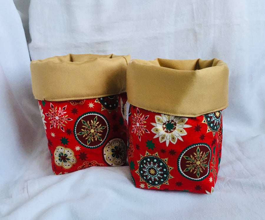 Stunning Set of Fabric Christmas Boxes, Great Gift Idea, Fabric Boxes.