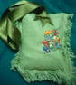 Silk Flower Vintage Hand Embroidered Linen Hanging English Lavender Bag  - Image 2