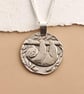 Sloth Engraved Sterling Silver Coin Necklace